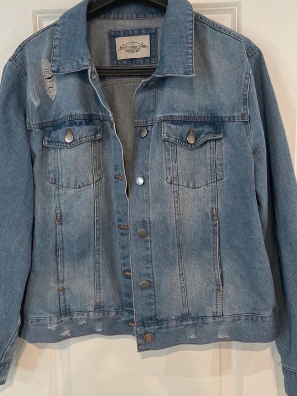 Light Blue Distressed Women's Denim Jacket